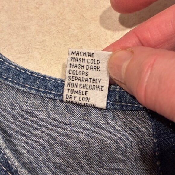 J.L.N.Y. Women's Blue Medium Wash Denim Jean Dress Embroidery Flowers Size L - Picture 7 of 10